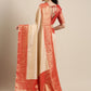Saree Mall Off White & Red Woven Design Zari Silk Blend Banarasi Saree | Swadesiicart