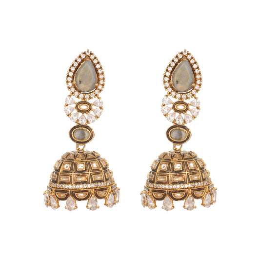 Nuyug 22K Gold Plated Aureate Swirl Jhumki Earrings | Swadesiicart