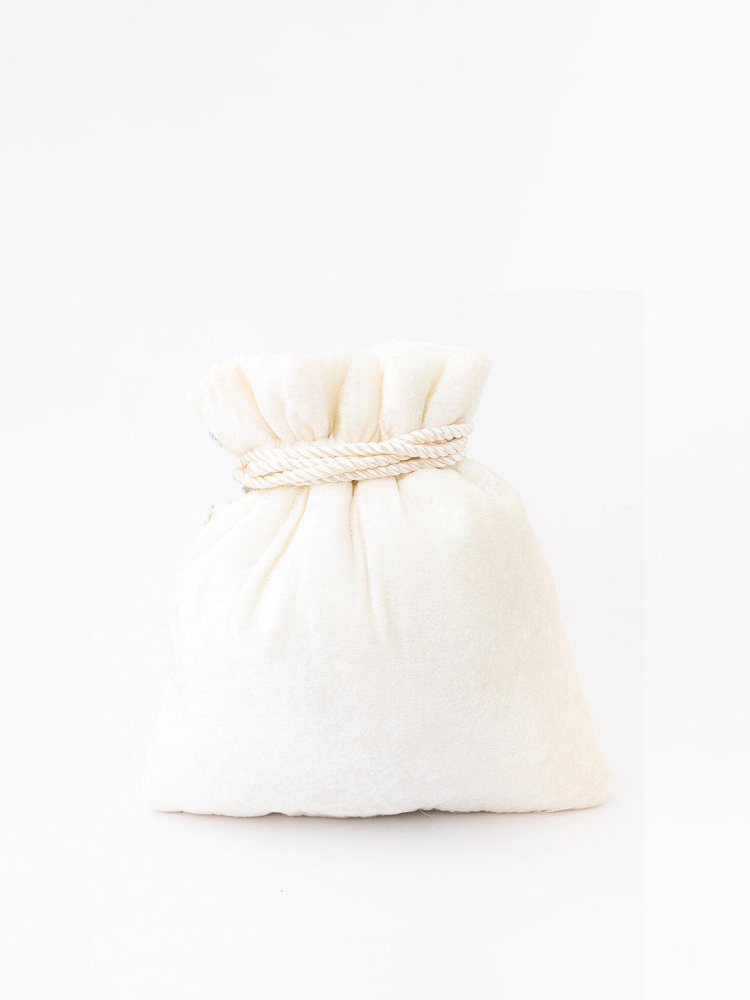 NR By Nidhi Rathi White Mirror Work Embroidered Potli Clutch - Swadesiicart