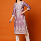 Kalini Floral Embroidered Cotton Straight Kurta - Swadesiicart