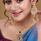 Saraf RS Jewellery Gold-Polished Green & Pink American Diamond Studded & Beaded Handcrafted Jewellery Set - Swadesiicart