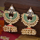 Shoshaa Gold-Polished Green Enamelled Peacock Shaped Jhumkas | Swadesiicart