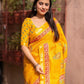 Mustard Silk Blend Geometric Saree with Unstitched Blouse - Hiral Fashion | Swadesiicart