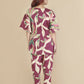 Breathables Women’S Loungewear Kaftan Cotton Wine Abstract Print Co-Ord Set