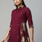 Ahalyaa Women Wine Crepe Printed Tunic | Swadesiicart