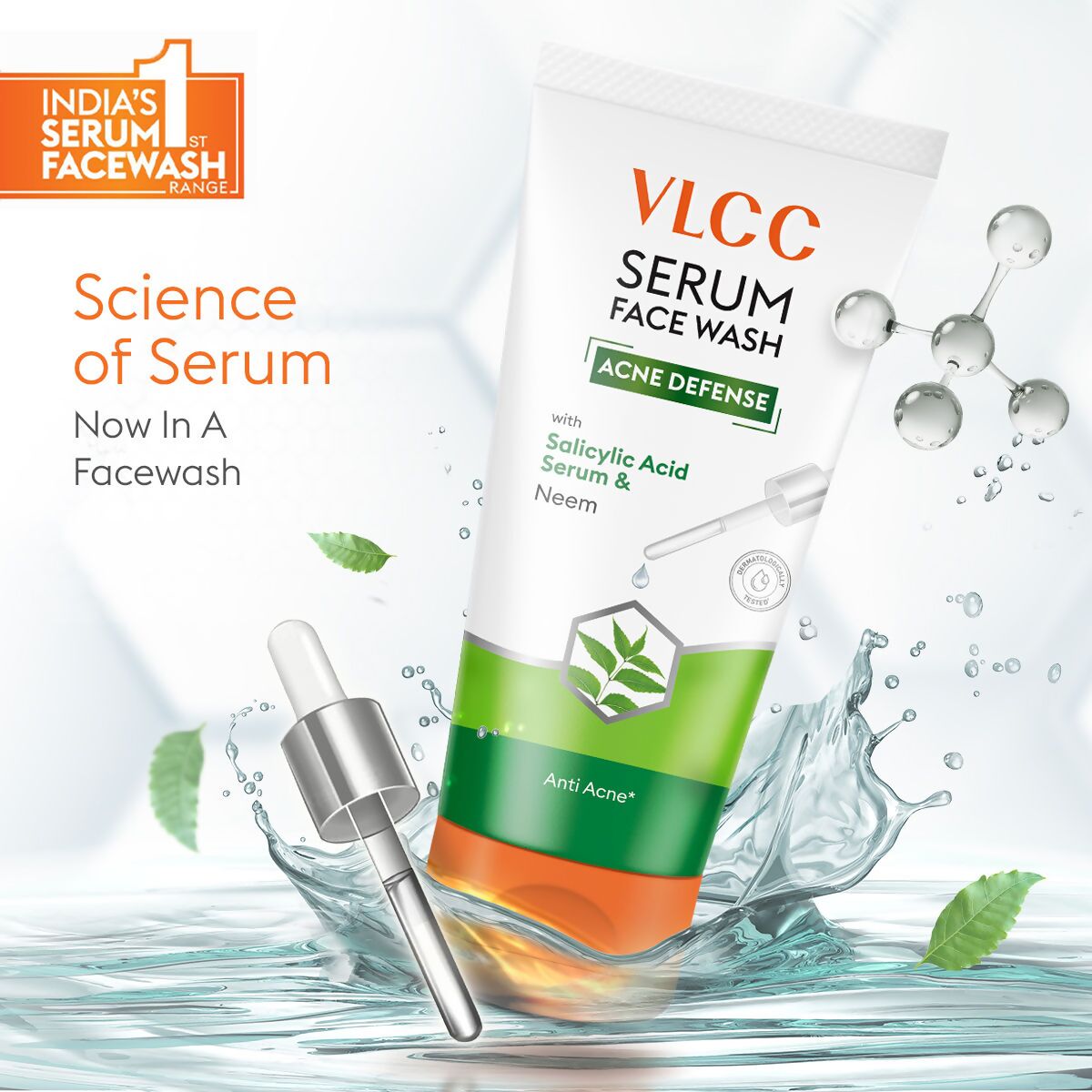 VLCC Acne Defense Serum Face Wash with Salicylic Acid Serum & Neem - Swadesiicart