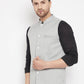 Even Apparels Grey Merino Men Woven Nehru Jacket BF681 | Swadesiicart