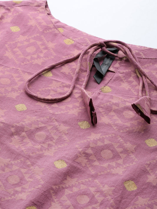 HERE&NOW Women Pink Geometric Printed Kurta - Swadesiicart
