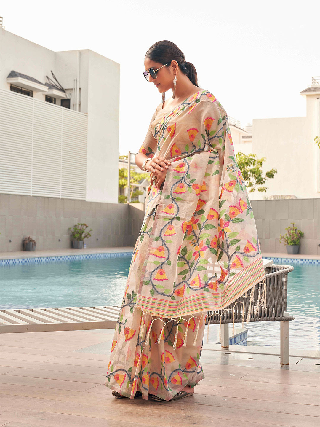 Tikhi Imli Floral Organza Ready to wear Saree | Swadesiicart