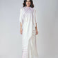 Vastranavya White Retro Wavy Polka Stripes Freehand Ready to Wear Saree | Swadesiicart