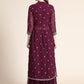 Kalini Women Burgundy Floral Yoke Design Empire Silk Georgette Kurta with Sharara | Swadesiicart