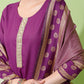 Vishudh Purple Yoke Design Thread Work Straight Kurta With Palazzos & Dupatta - Swadesiicart