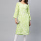 ADA Women Green & White Chikankari Embroidered Cotton Straight Sustainable Kurta | Swadesiicart