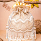 NR By Nidhi Rathi Cream-Coloured & Gold-Toned Embellished Potli Clutch