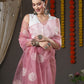 Saree Mall Mauve & White Floral Embroidered Organza Banarasi Sarees | Swadesiicart