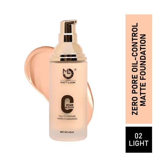 Matt Look Zero Pore Oil Control Full Coverage Matte Foundation - Light - Swadesiicart