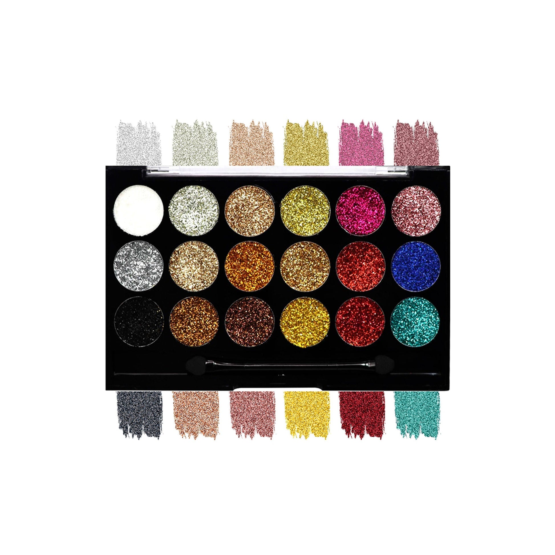 Matt Look Glitterz N Highlight 18 Color Glittering Eyeshadow Palette - Classic - Swadesiicart