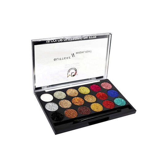 Matt Look Glitterz N Highlight 18 Color Glittering Eyeshadow Palette - Classic - Swadesiicart