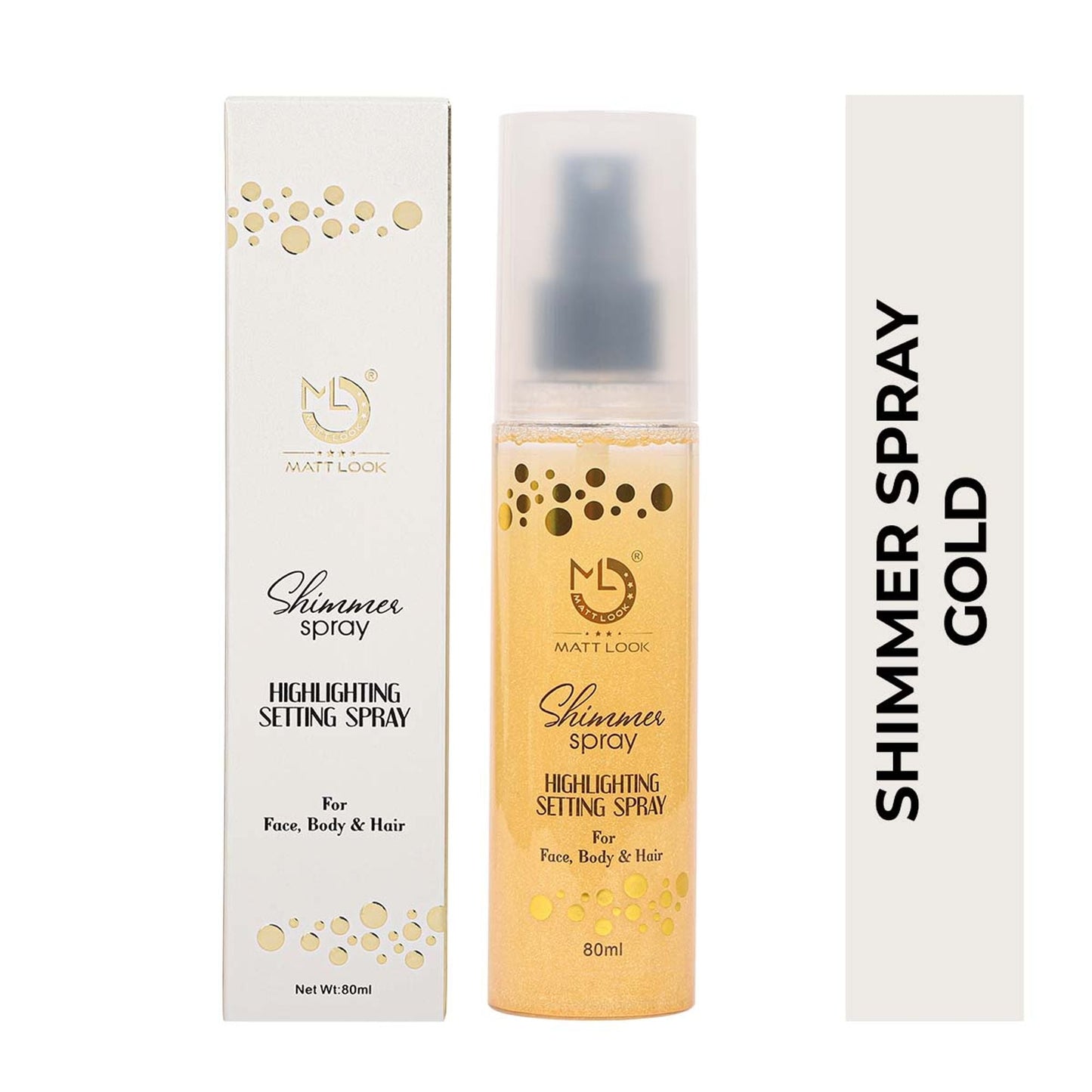Matt Look Shimmer Highlighting Setting Spray - Gold 001 - Swadesiicart