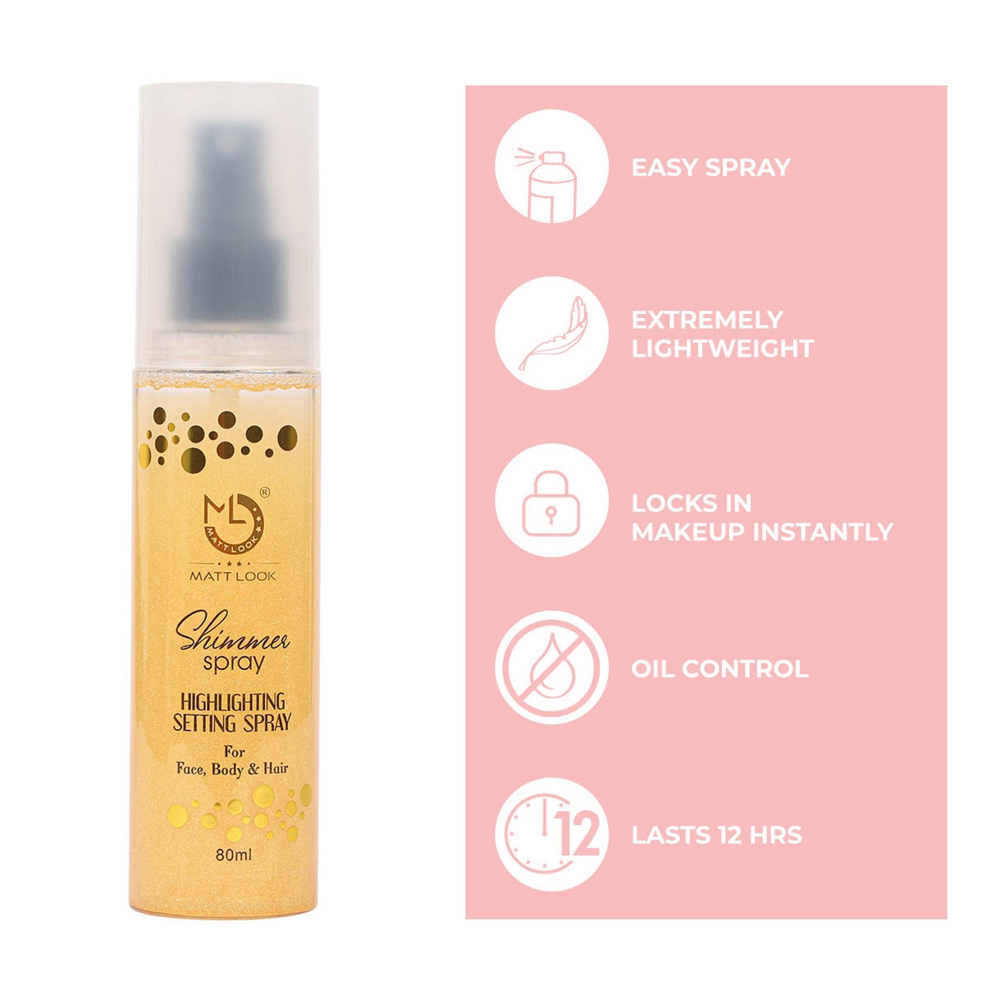 Matt Look Shimmer Highlighting Setting Spray - Gold 001 - Swadesiicart