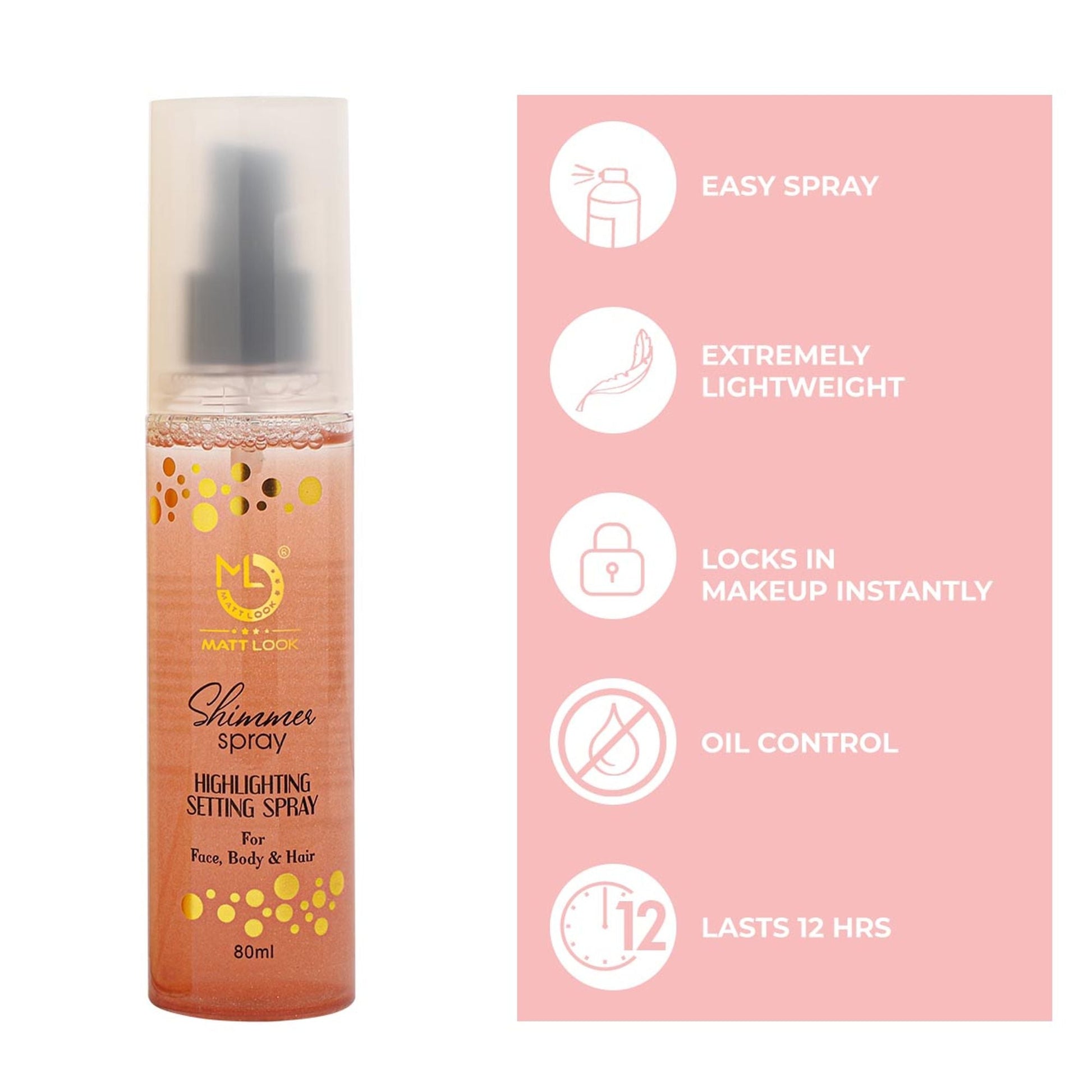 Matt Look Shimmer Highlighting Setting Spray - Rose Gold 003 - Swadesiicart