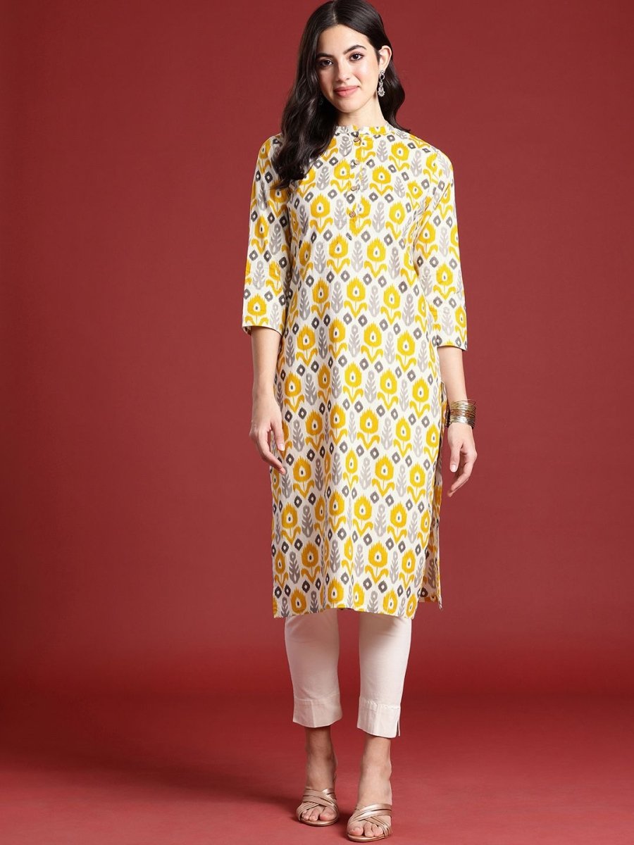 Anouk Ethnic Motifs Ikat Dyed Pure Cotton Kurta - Swadesiicart