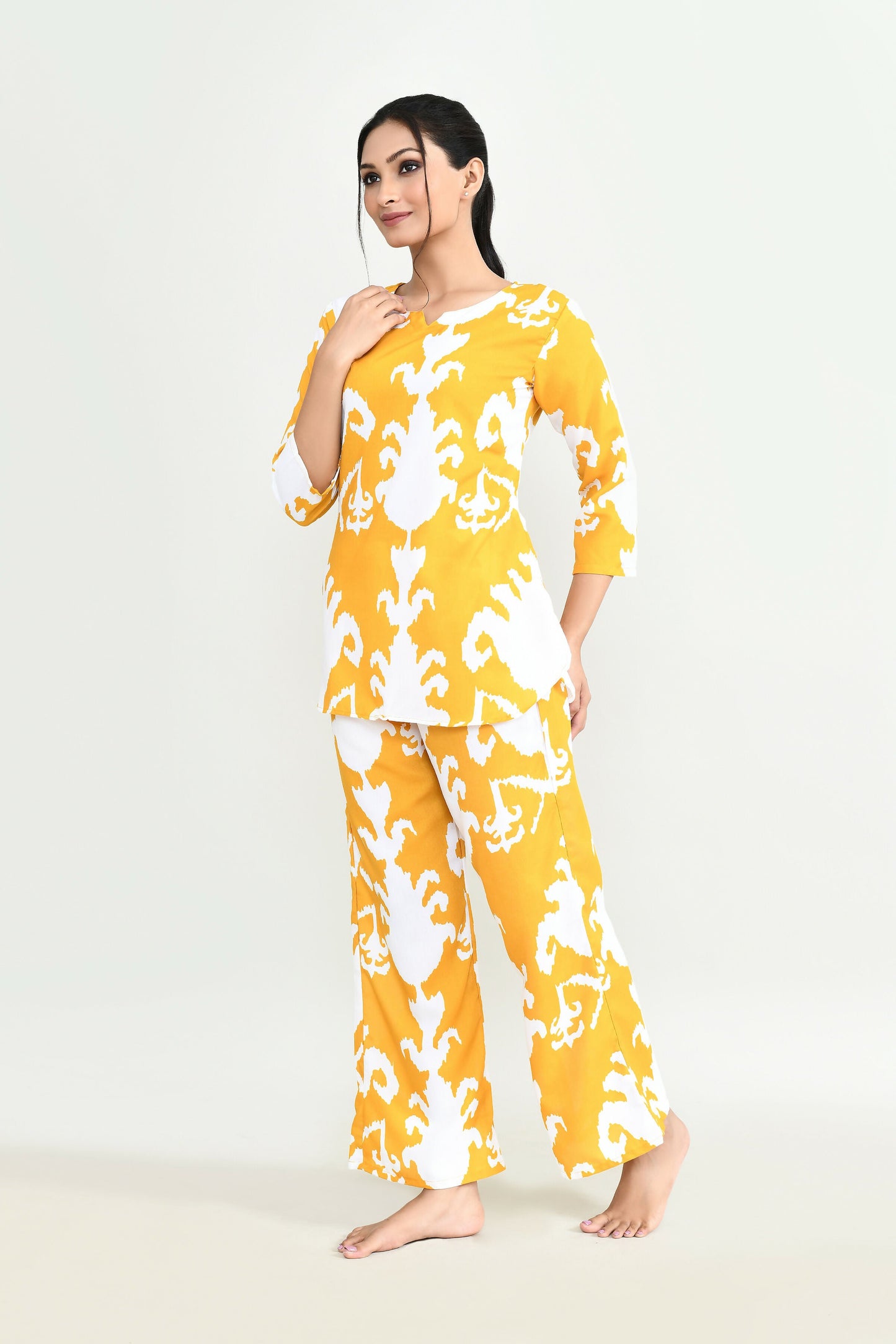 Joban Fashion Beautiful Yellow Cotton Cod Set - Swadesiicart