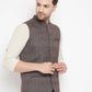 Even Apparels Brown Wool Men Woven Nehru Jacket | Swadesiicart