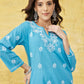ADA Ethnic Motifs Embroidered Lucknowi Chikankari Kurta | Swadesiicart