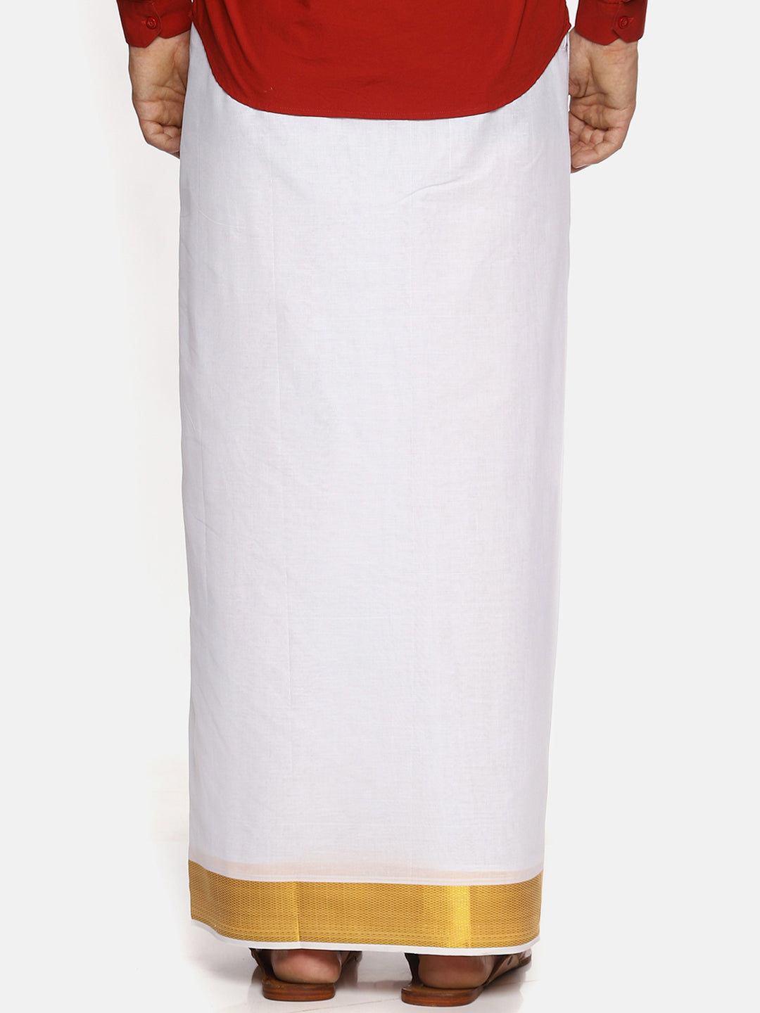 Sethukrishna Men White Solid Double Layer Readymade Dhoti | Swadesiicart