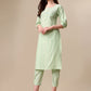 Kalini Striped Puff Sleeves Kurta with Trousers - Swadesiicart