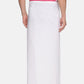 Sethukrishna White & Pink Solid Cotton Dhoti For Men | Swadesiicart