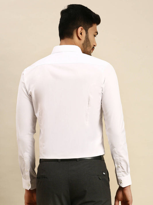 Ramraj Cotton Mens Full Sleeve Formal 100 % Cotton White Shirt | Swadesiicart