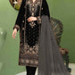 Anaita Black Velvet Suit with Embroidery Sequence Work