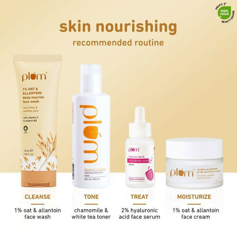 Plum 1% Oat Allantoin Deep Nourish Face Wash With Vitamin F & Vitamin B5 - Swadesiicart