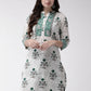 Anouk Off White Ethnic Motifs Printed Mandarin Collar Cotton Straight Kurta - Swadesiicart