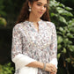 Janasya White Georgette Floral Kurta,Bottom & Dupatta | Swadesiicart