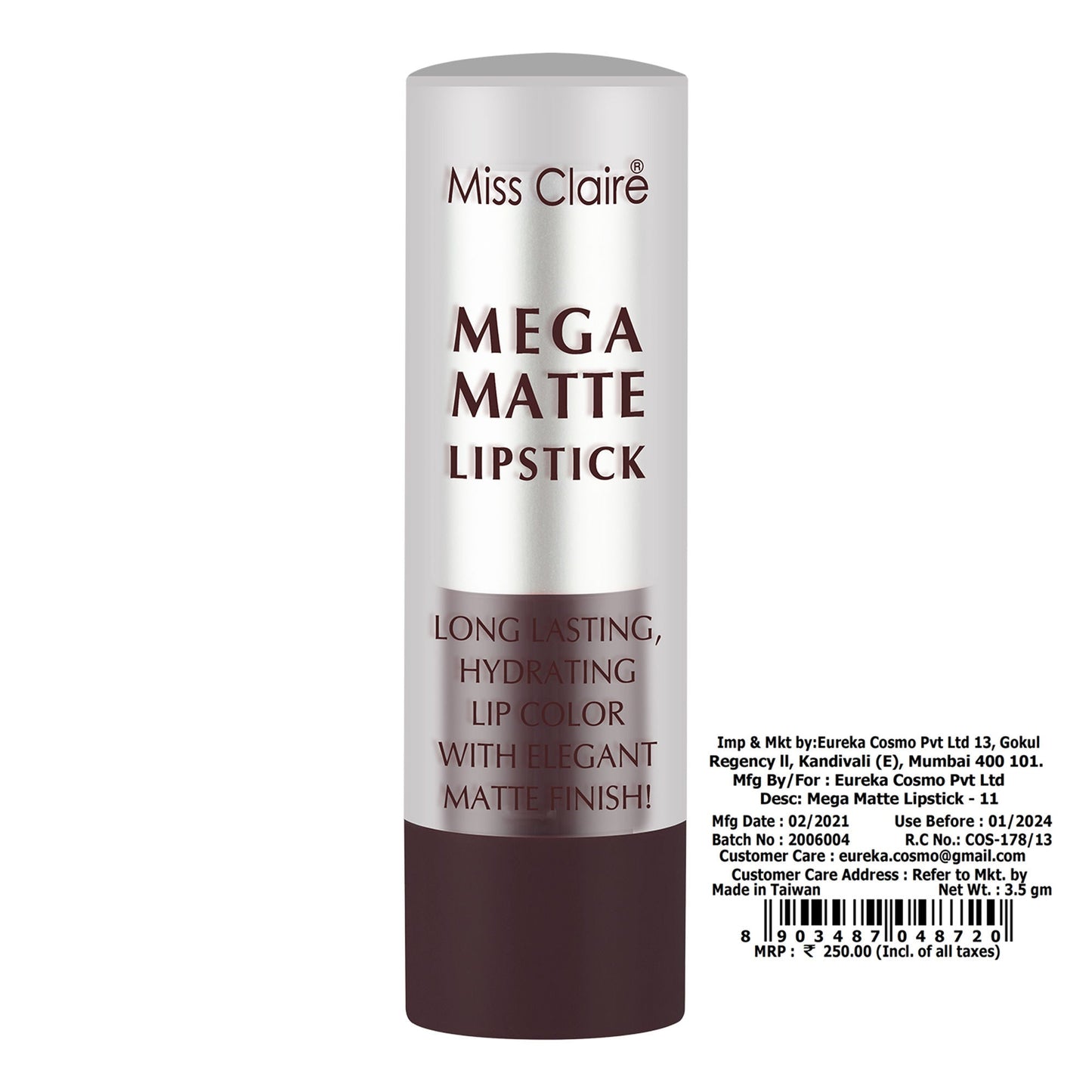 Miss Claire Mega Matte Lipstick - 11 | Swadesiicart