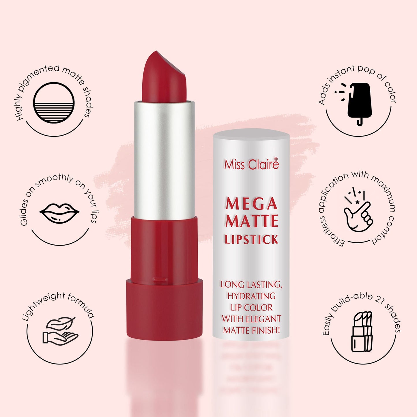 Miss Claire Mega Matte Lipstick - 11 | Swadesiicart