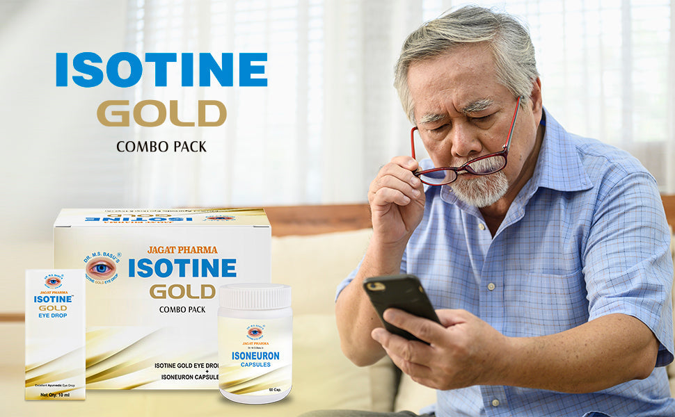 Jagat Pharma Isotine Gold + ISO Pain Relief Roll-On: Eye & Pain Care Combo | Swadesiicart