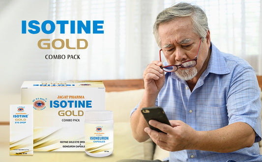 Jagat Pharma Isotine Gold + ISO Pain Relief Roll-On: Eye & Pain Care Combo | Swadesiicart
