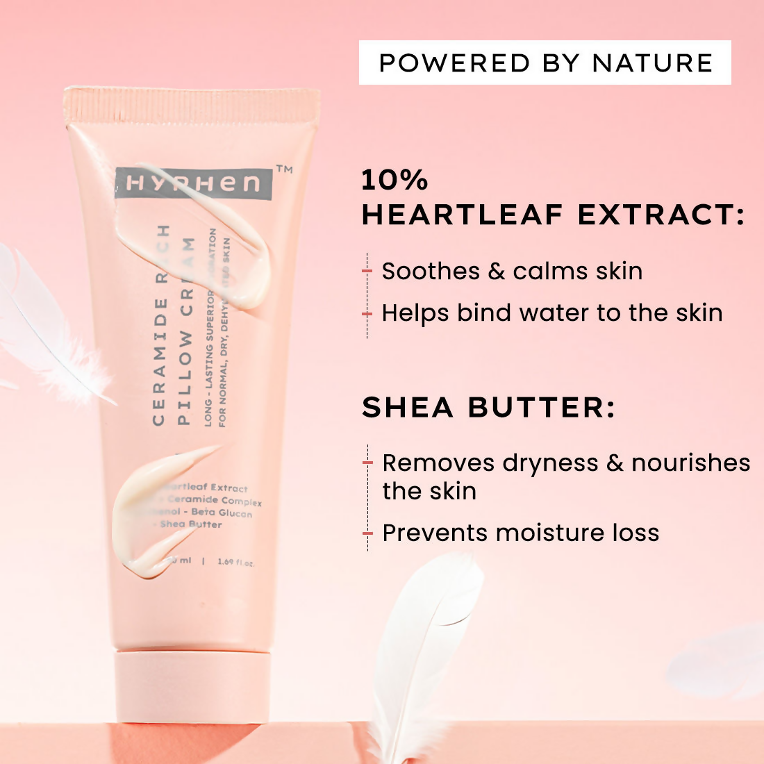 Hyphen By Kriti Sanon 10% Heartleaf & 7% Ceramides-Nmf Face Cream Moisturizer Rich Pillow Cream | Swadesiicart
