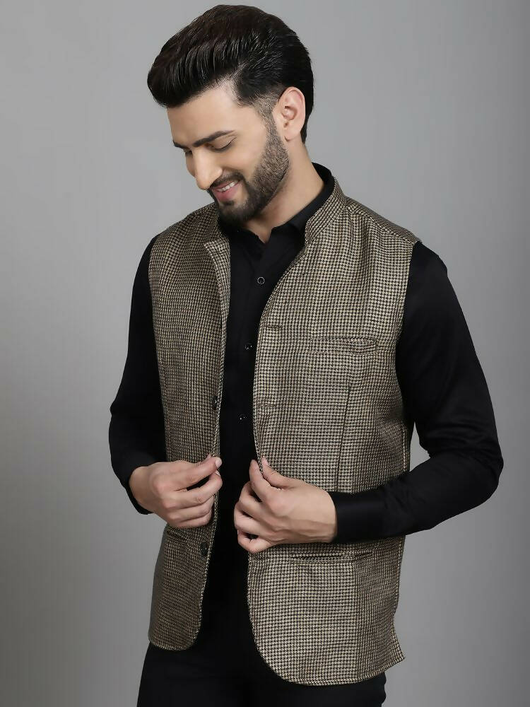 Even Apparels Nehru Jacket With Welt Pockets - Beige | Swadesiicart