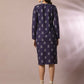 Myshka Women's Navy Blue Printed Round Neck Party Top With Skirt Co-ord set - Swadesiicart