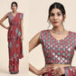 Peach Pure Georgette Sequence work Ready to wear Saree with stitched Blouse - Nirvana | Swadesiicart