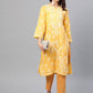 ADA Women Yellow & White Chikankari Embroidered Straight Sustainable Handloom Kurta | Swadesiicart