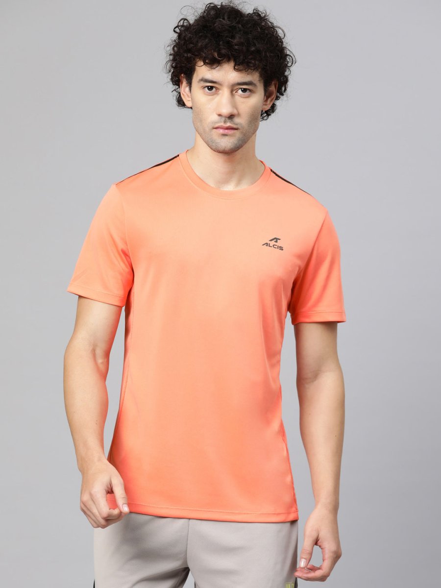 Alcis Men Brand Logo Printed Anti Static Slim Fit T-shirt | Swadesiicart