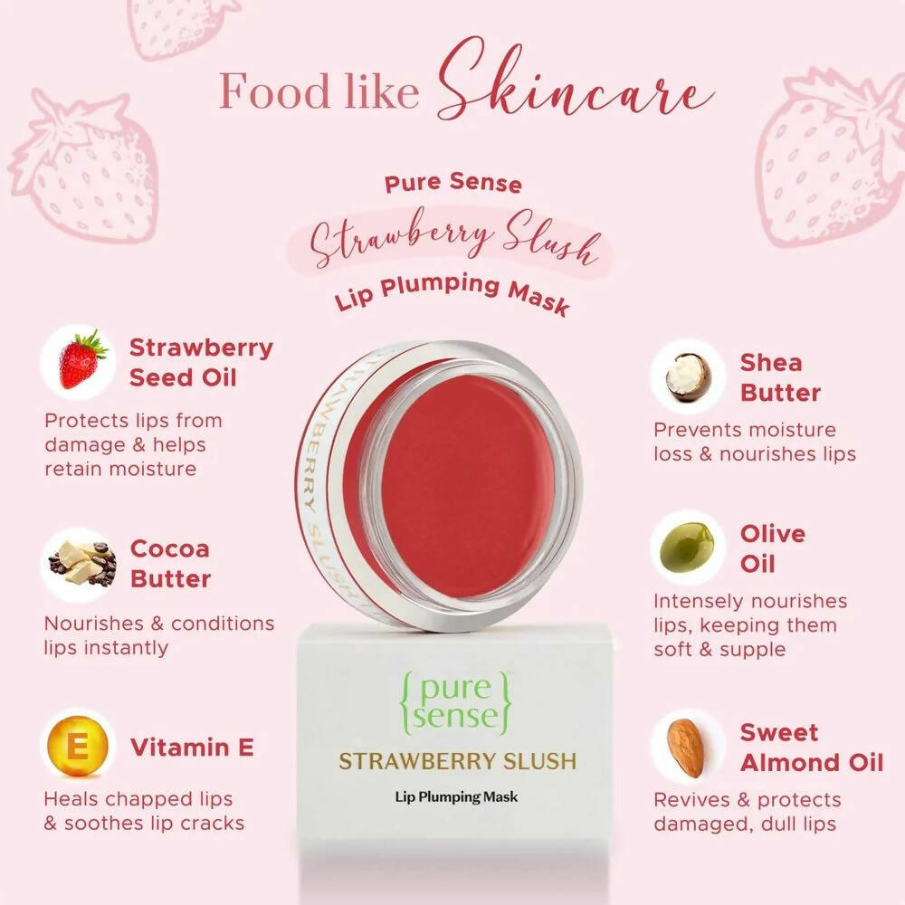 PureSense Strawberry Slush Lip Plumping Mask - Swadesiicart