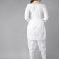ADA Women White Cotton Sustainable Hand Embroidered Chikankari A-line Handloom Kurta & Dhoti Pants | Swadesiicart