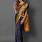 Mitera Navy Blue Silk Blend Woven Design Banarasi Saree | Swadesiicart